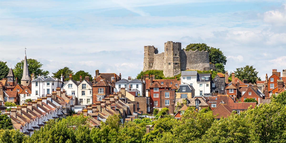 panoramic lewes town and castle sussex