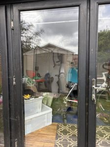 A view of an outdoor timber door