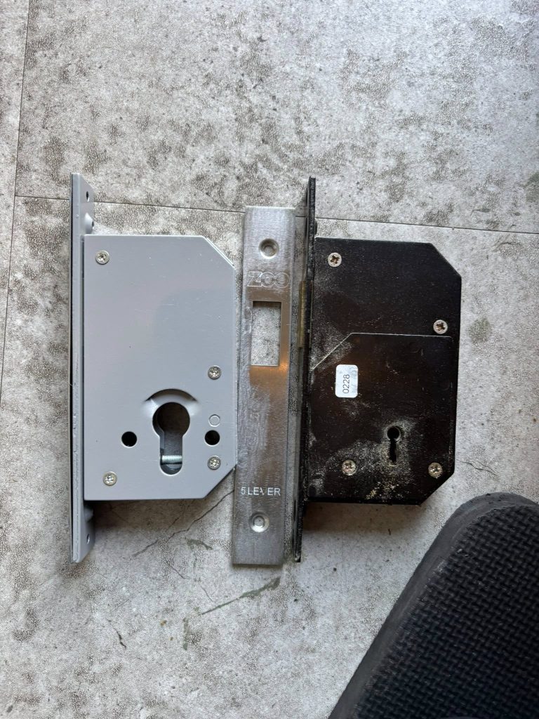 Two mortice locks side-by-side