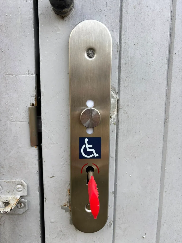 Specialist RADAR disabled toilet lock with key in