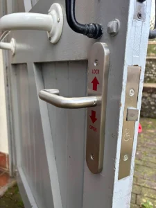 RADAR disabled toilet door lock and handle sideview