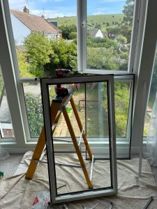 uPVC Window removed and set carefully